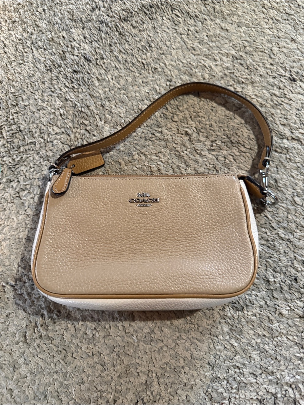 Coach Pebbled Leather Shoulder Bag in Tan
